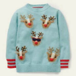 Boys Christmas reindeer sweater from Mini Boden